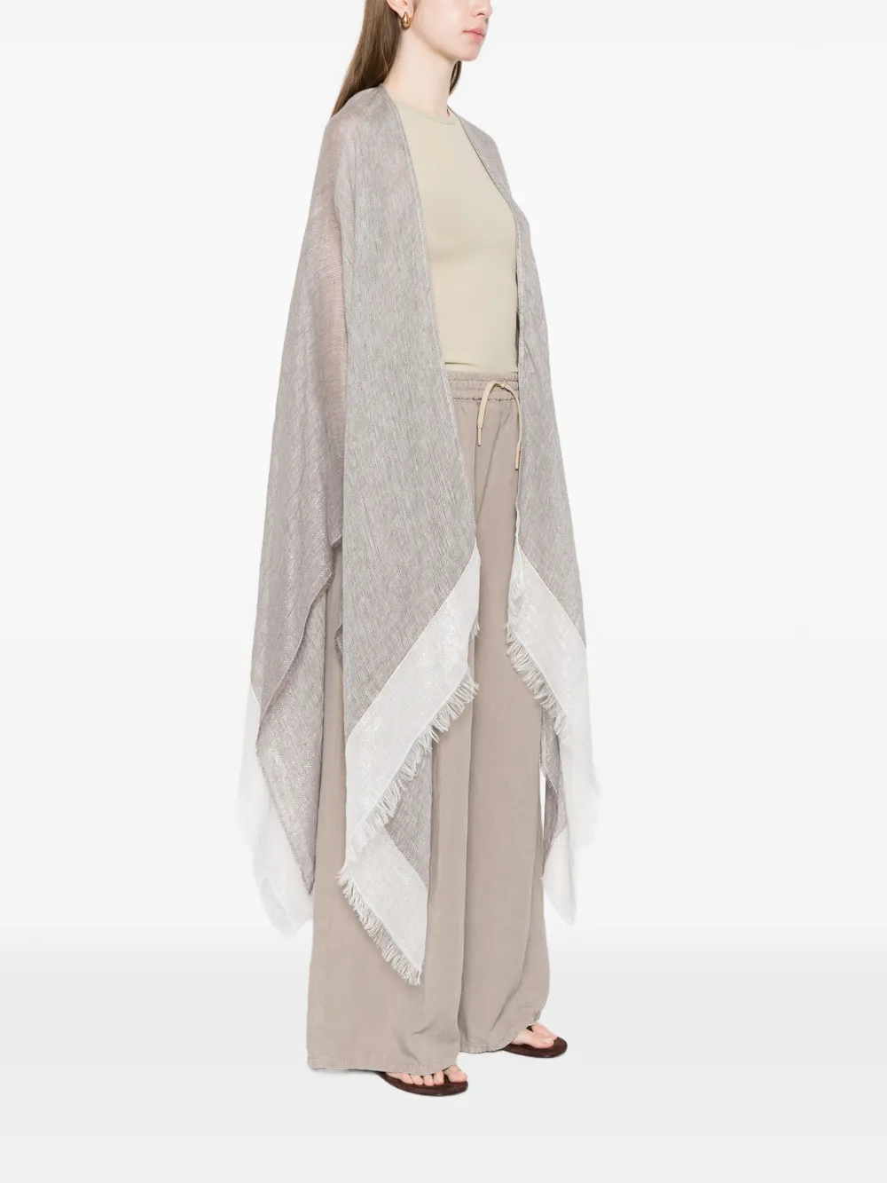 Fabiana Filippi Poncho met franje Grijs