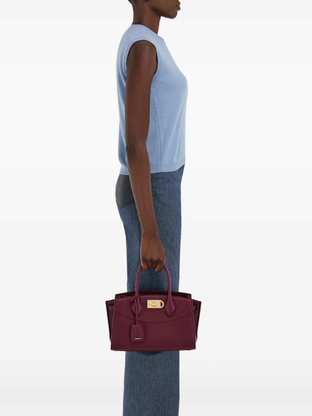 Ferragamo New Studio zachte medium tas Rood