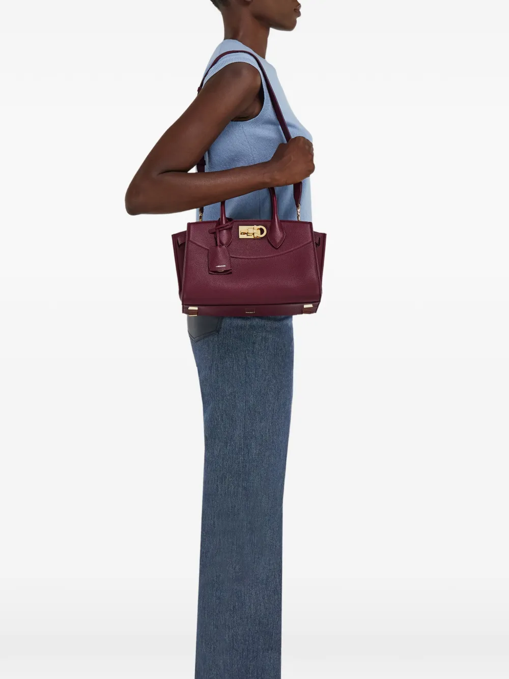 Ferragamo New Studio zachte medium tas Rood