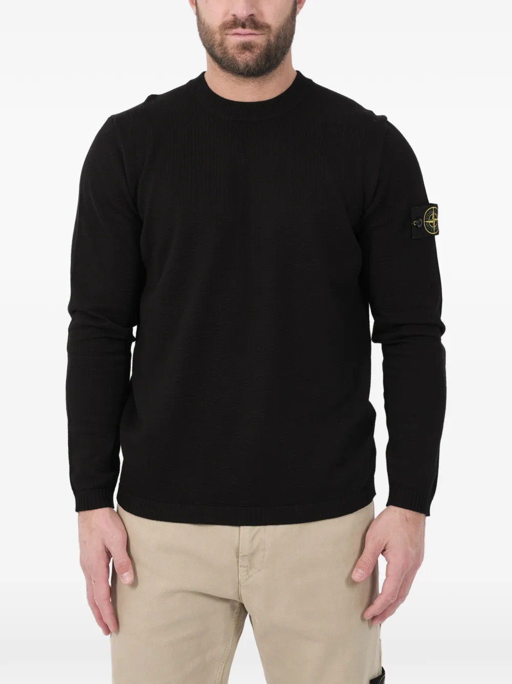 Stone Island Compass-badge waffle-knit sweater - Blau