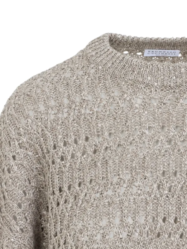 Brunello Cucinelli Open Knit Sweater | Neutrals | FARFETCH BE