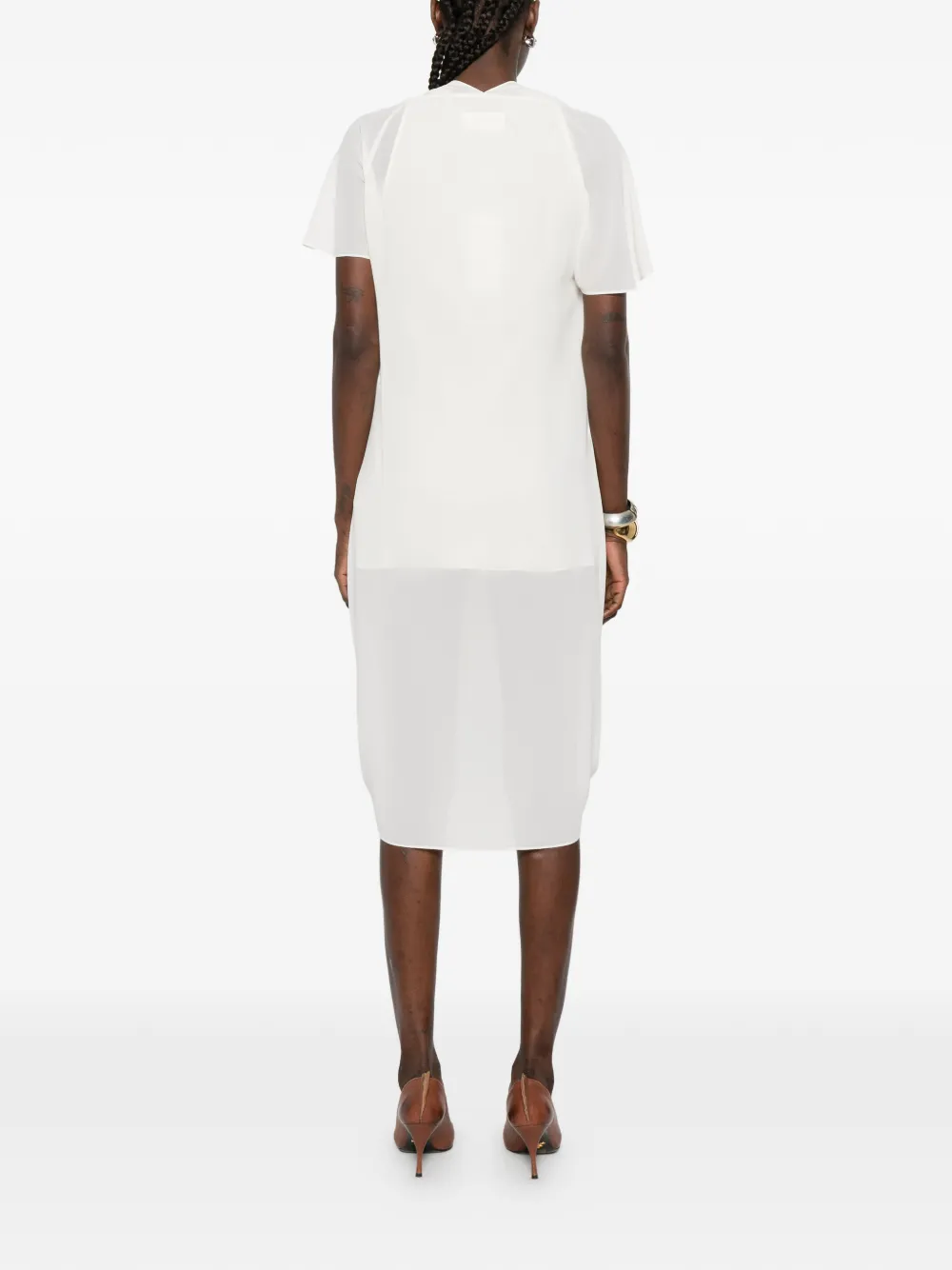MM6 Maison Margiela Midi-jurk met V-hals Wit