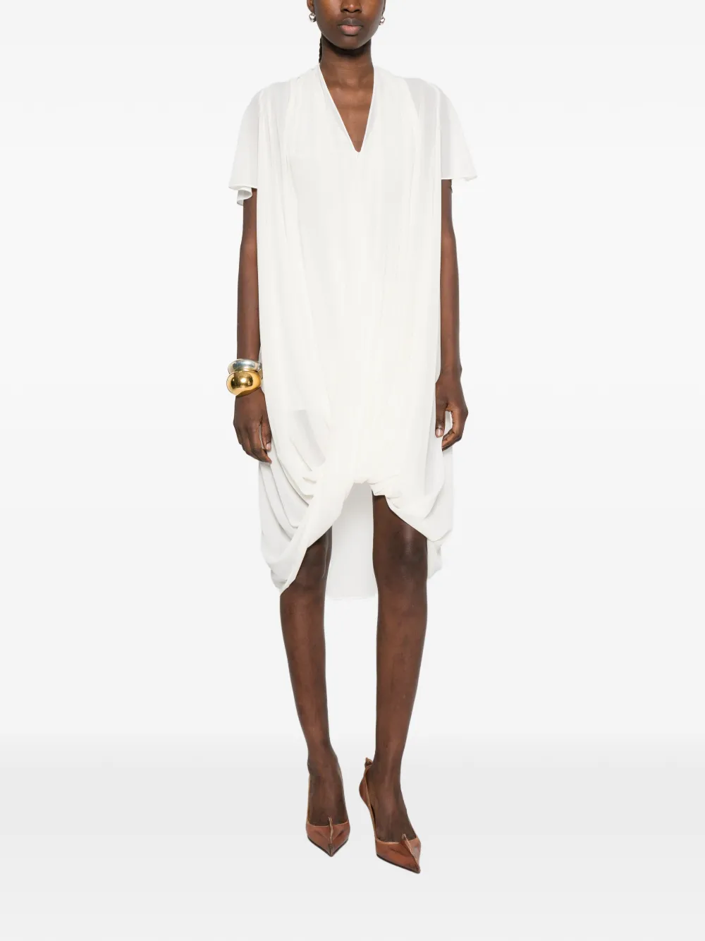 MM6 Maison Margiela Midi-jurk met V-hals Wit