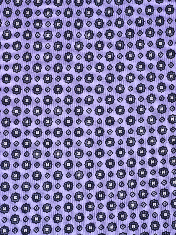 Cravate En Soie Brioni Violet Lavande - Motif Micro Carrés Géométrique - Fait Main En Italie
