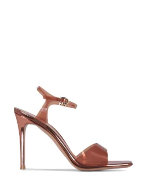 Manolo Blahnik 100mm Nikabo Leather Panelled Sandals | Brown