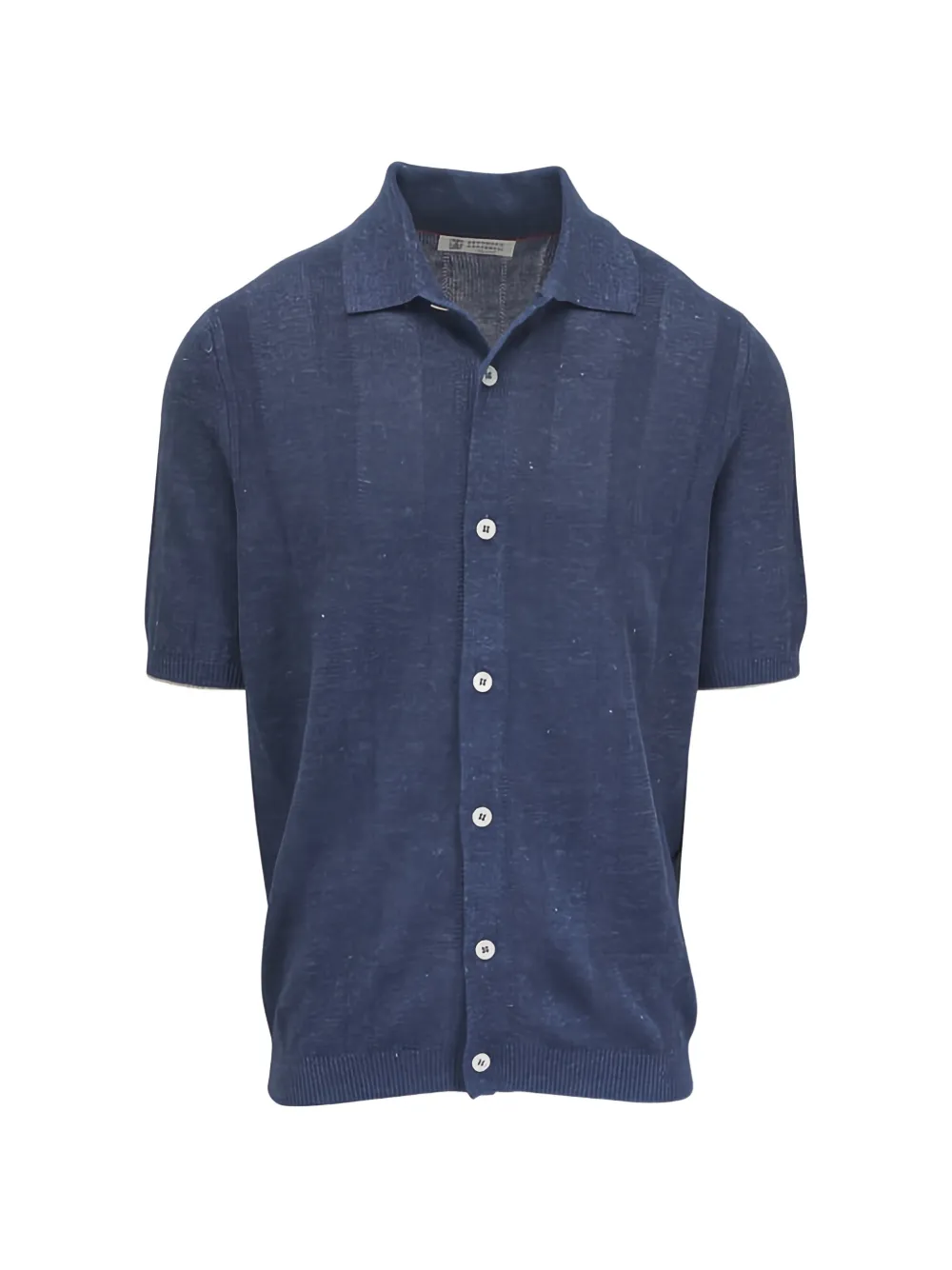 Brunello Cucinelli Geripptes Poloshirt - Blau