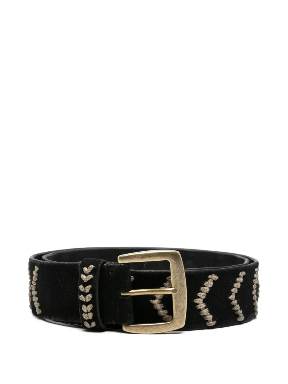 Puntovita&Arsenico whipstitch chevron-pattern belt - Nero