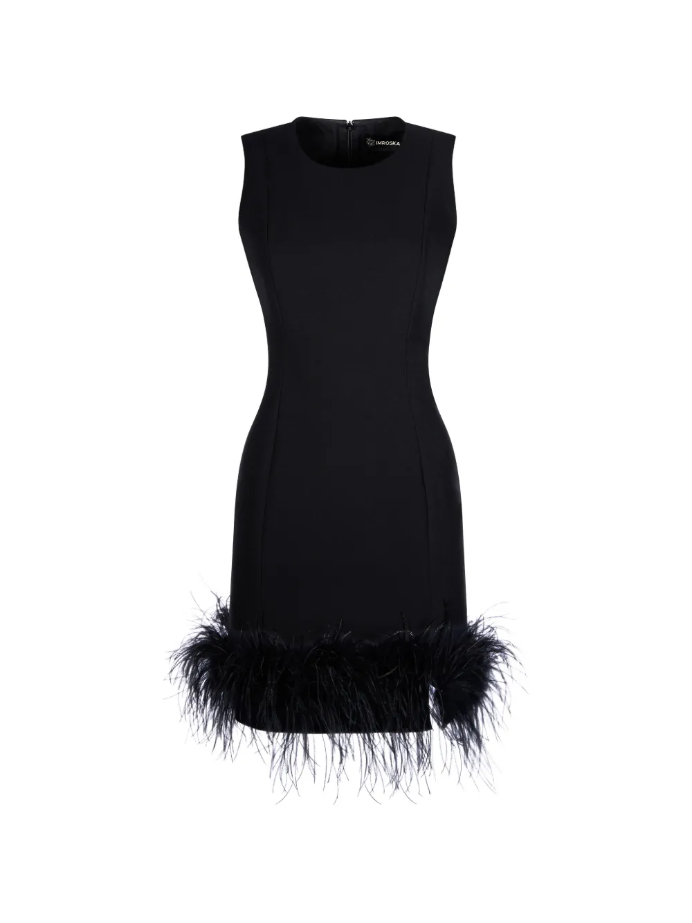 IMROSKA Imroska 7 Heaven feather-trim mini dress - Nero