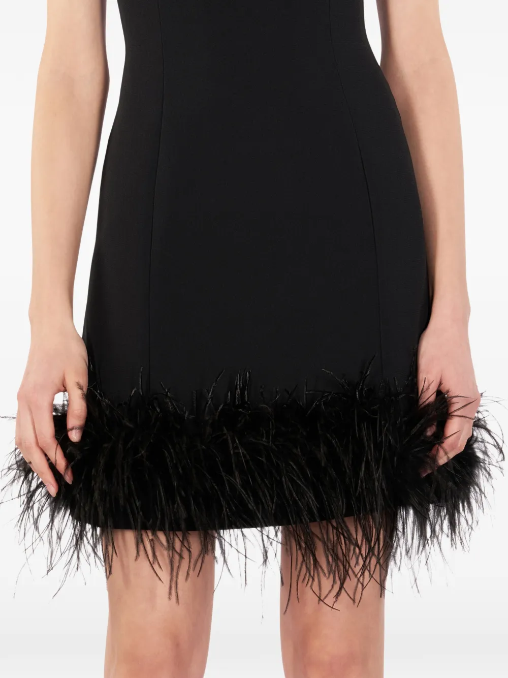 IMROSKA 7 Heaven mini-jurk met veren afwerking Zwart
