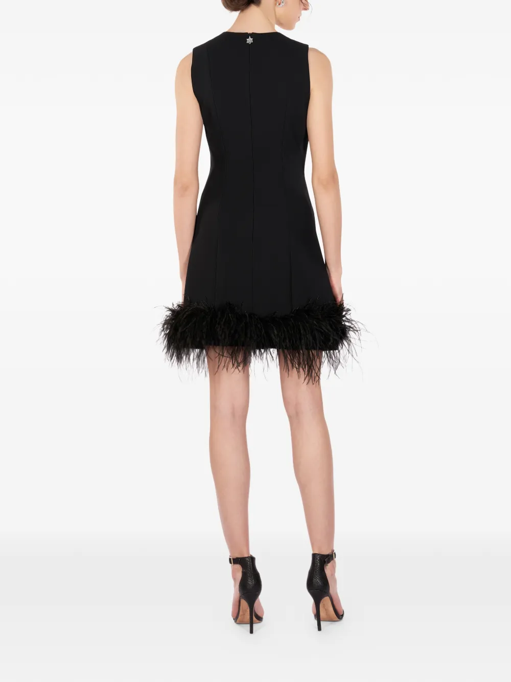 IMROSKA 7 Heaven mini-jurk met veren afwerking Zwart