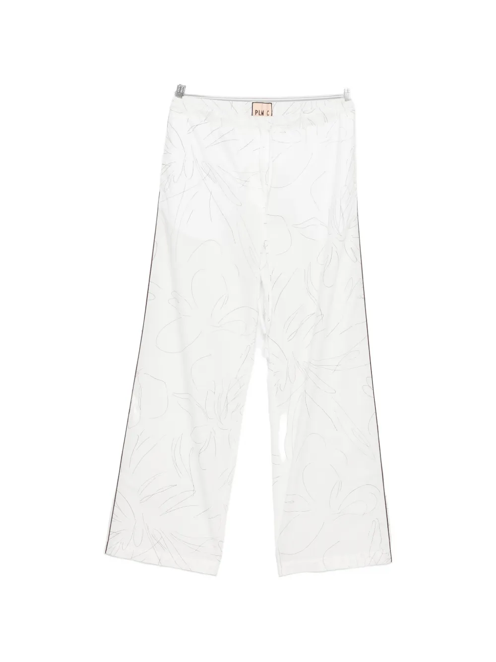 Plan C floral poplin trousers - Bianco