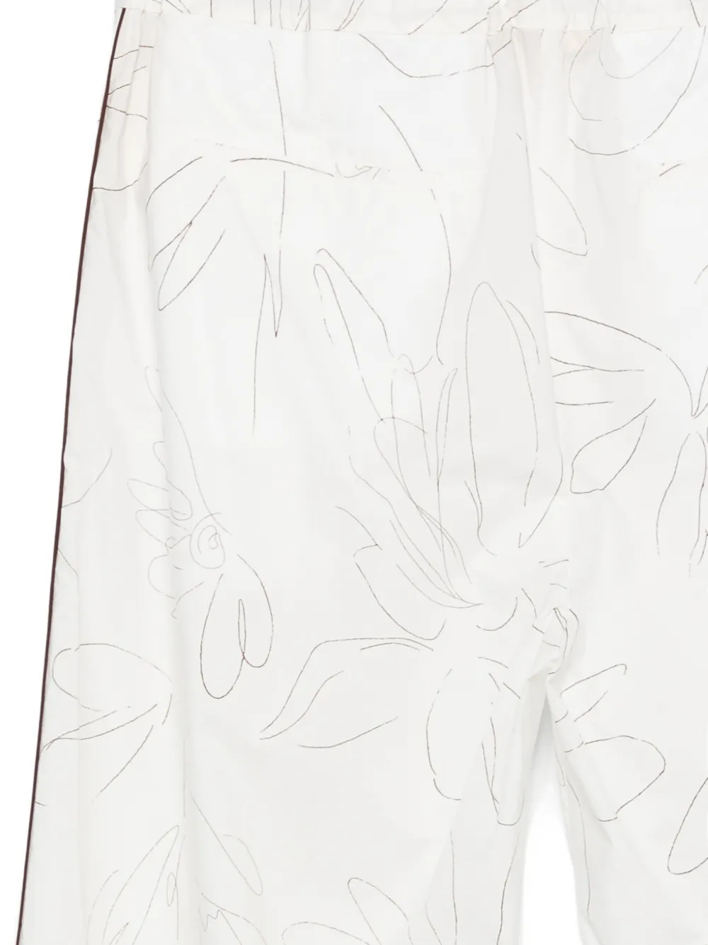  Plan C Floral Poplin Trousers - White 