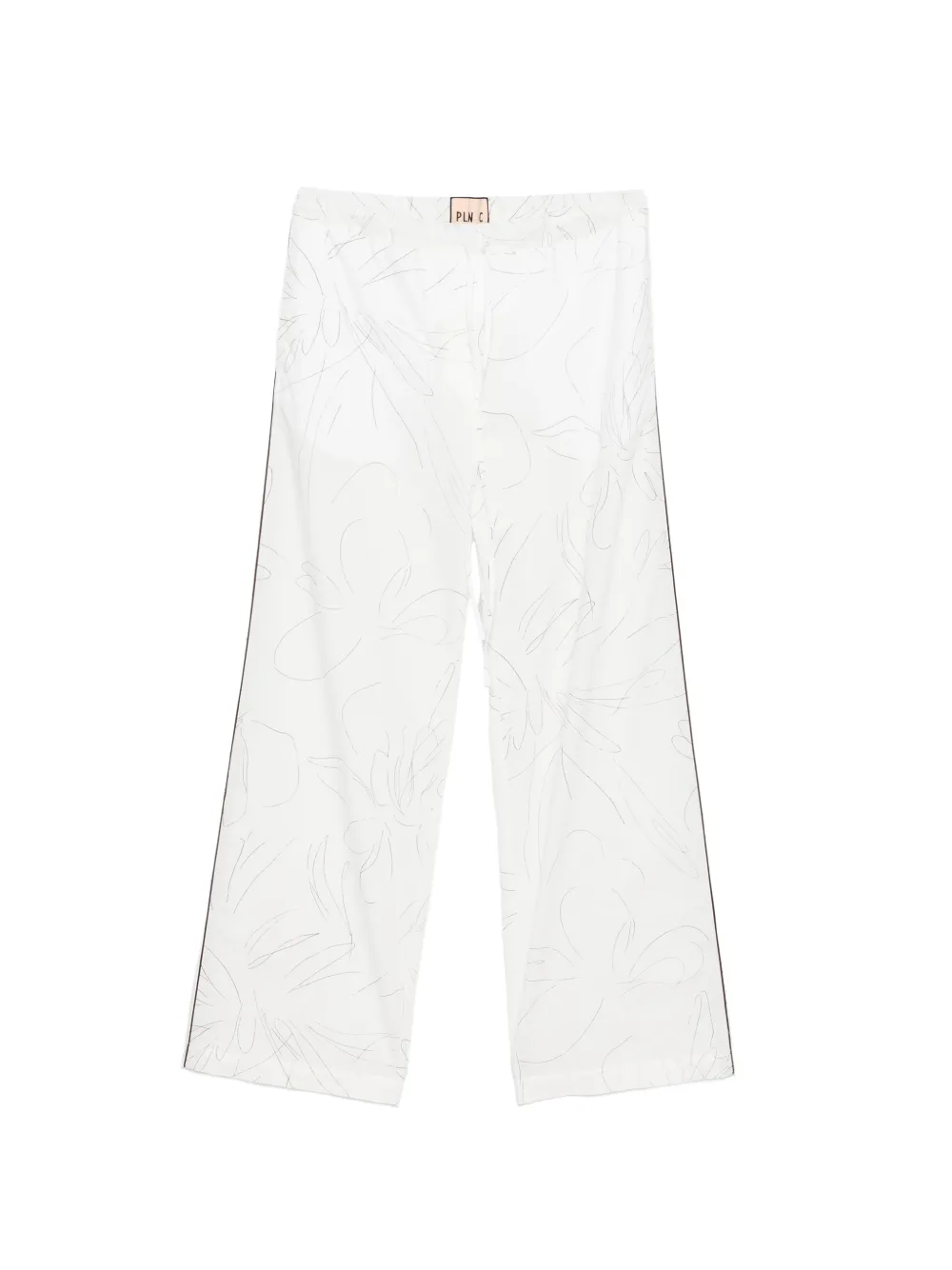 Plan C floral poplin trousers - Bianco
