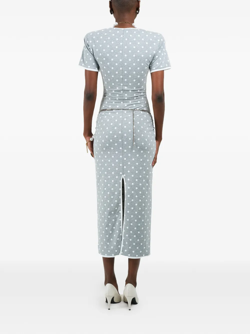 Rowen Rose Midi-jurk met stippen Grijs