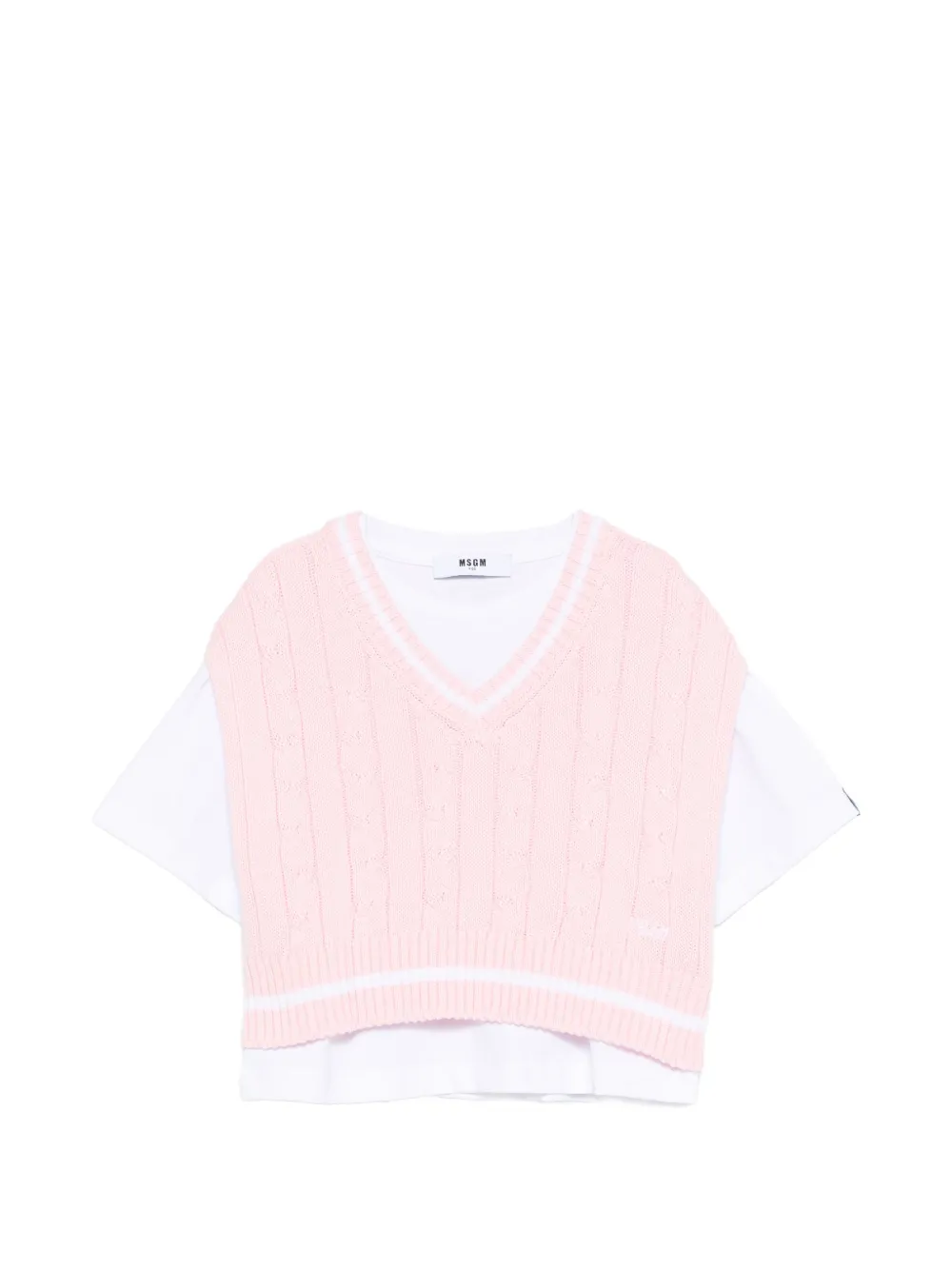 MSGM Kids cable-knit T-shirt - Rosa