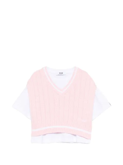MSGM Kids cable-knit T-shirt