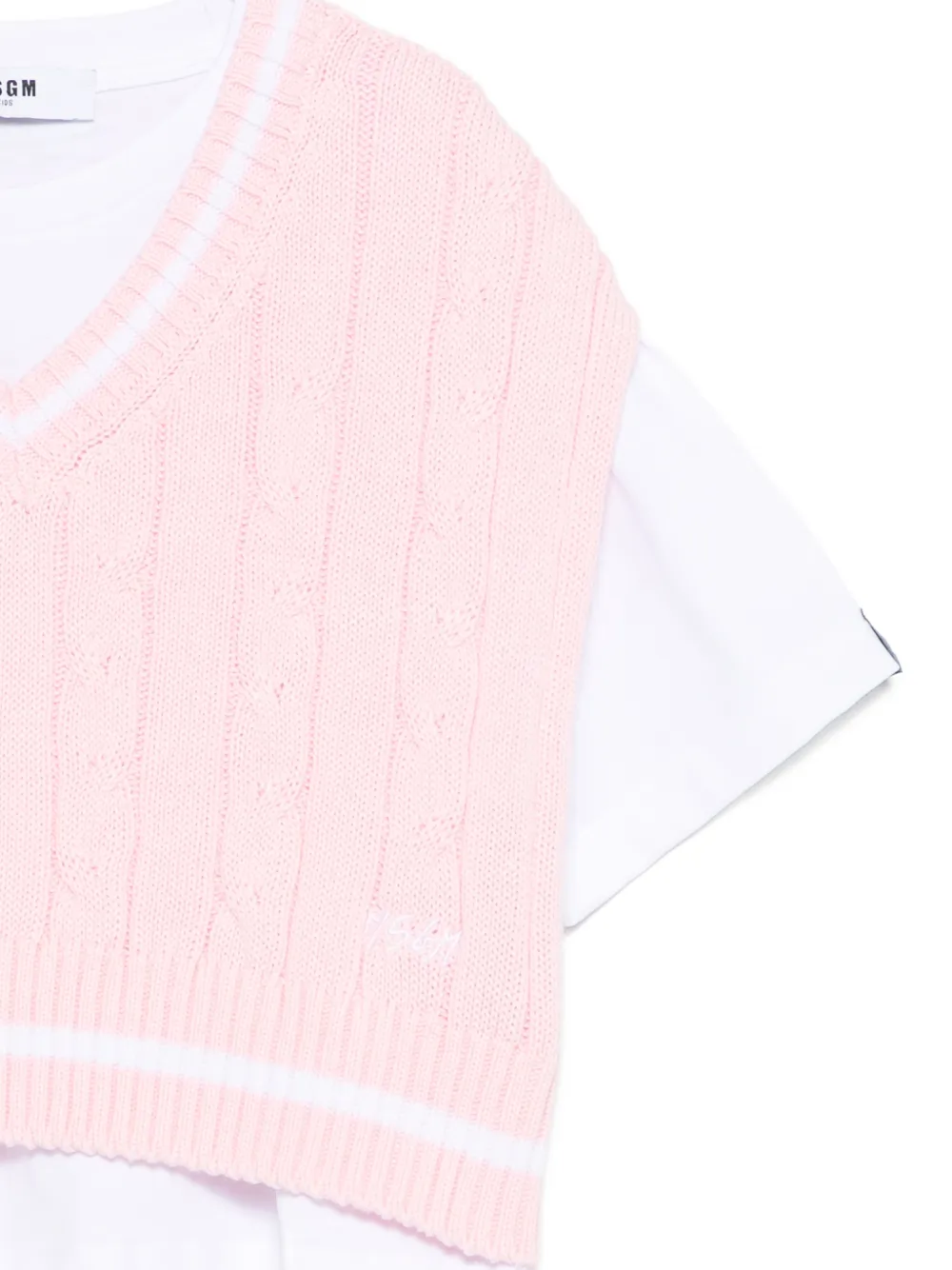 MSGM Kids Kabelgebreid T-shirt Roze