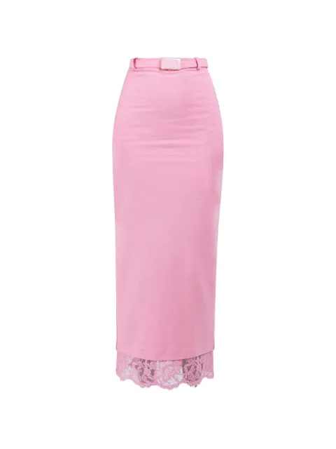 Rowen Rose lace-contrast midi skirt
