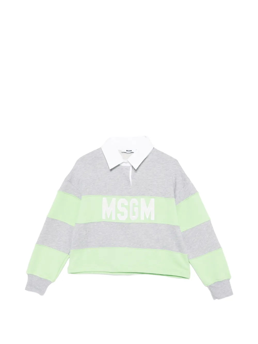 MSGM Kids striped-pattern polo shirt - Grigio