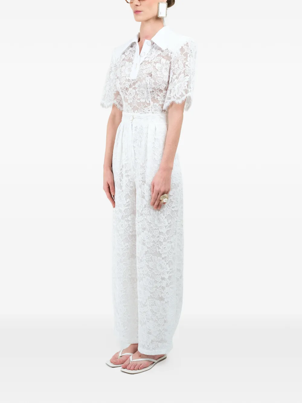 Rowen Rose Carrot-fit broek met kant Wit