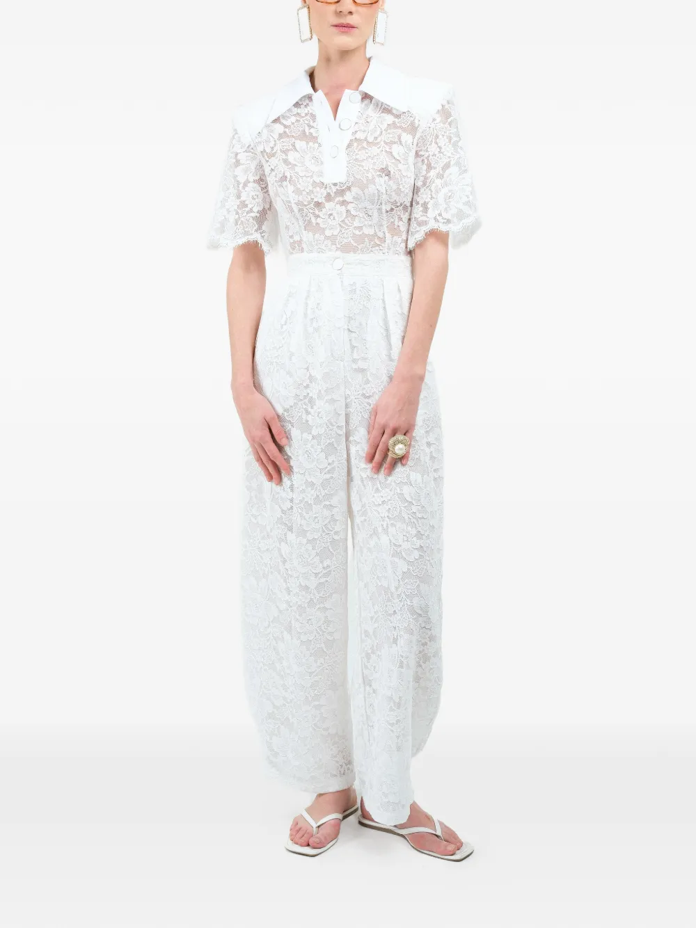 Rowen Rose Carrot-fit broek met kant Wit