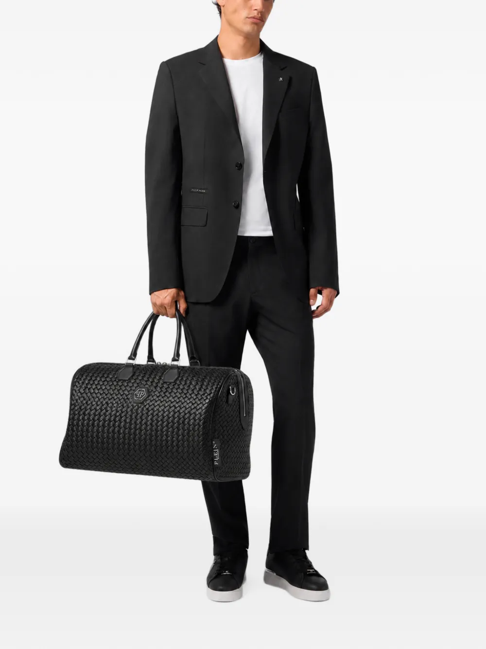 Philipp Plein Weekend tas van geweven leer Zwart