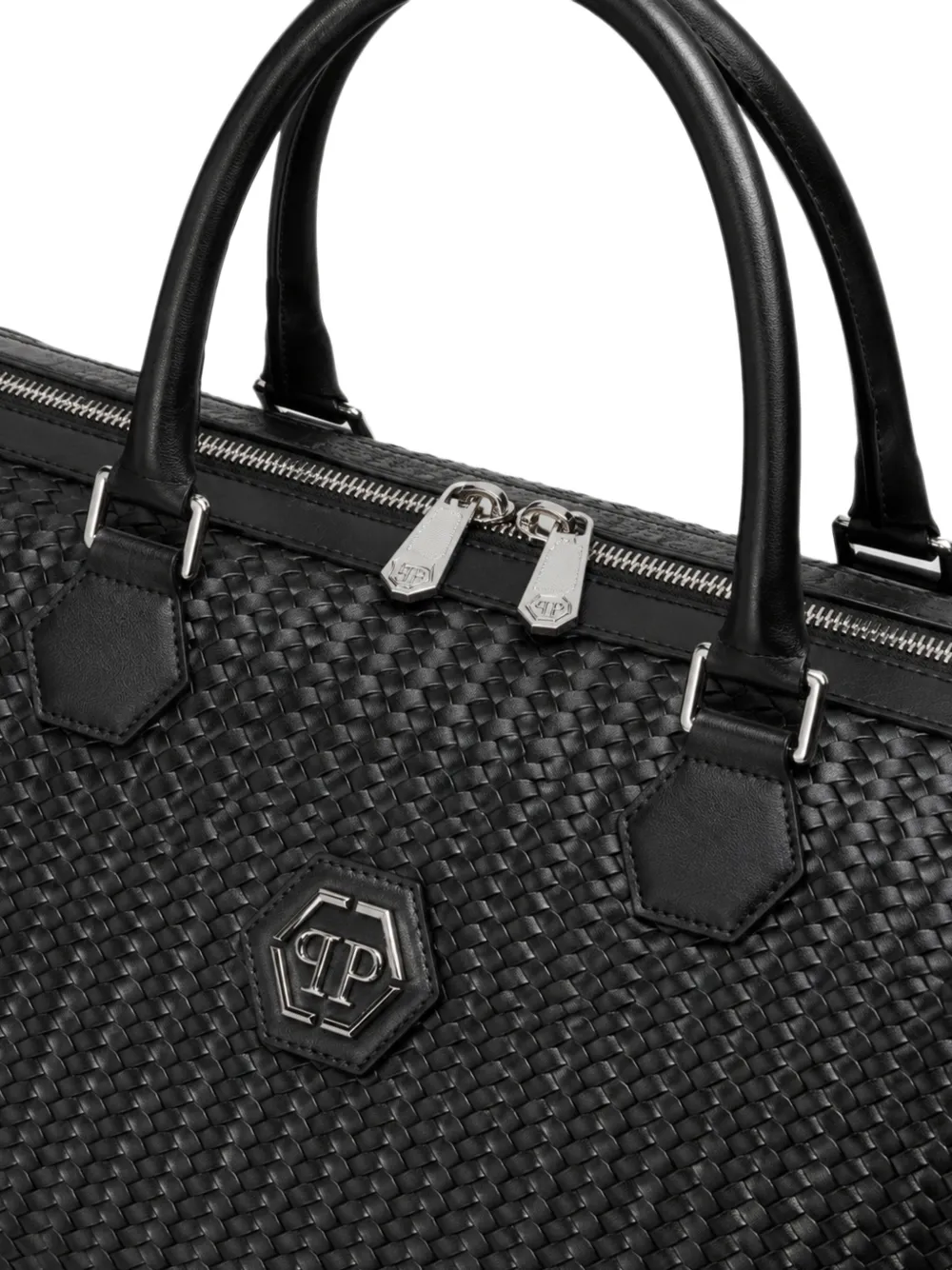 Philipp Plein Weekend tas van geweven leer Zwart