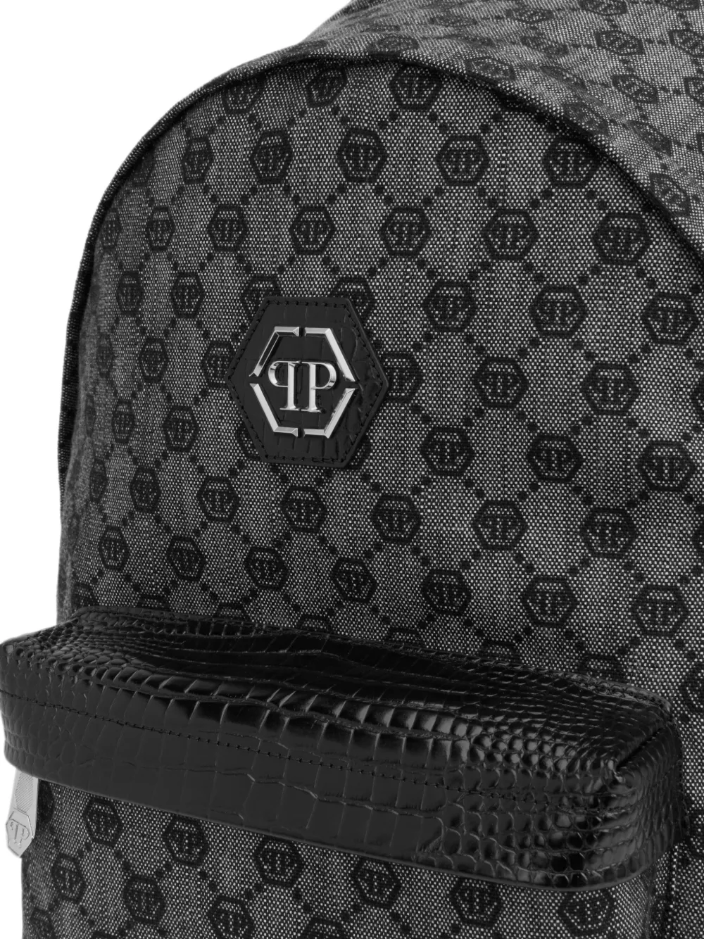 Philipp Plein Denim rugzak met monogram-jacquard Grijs