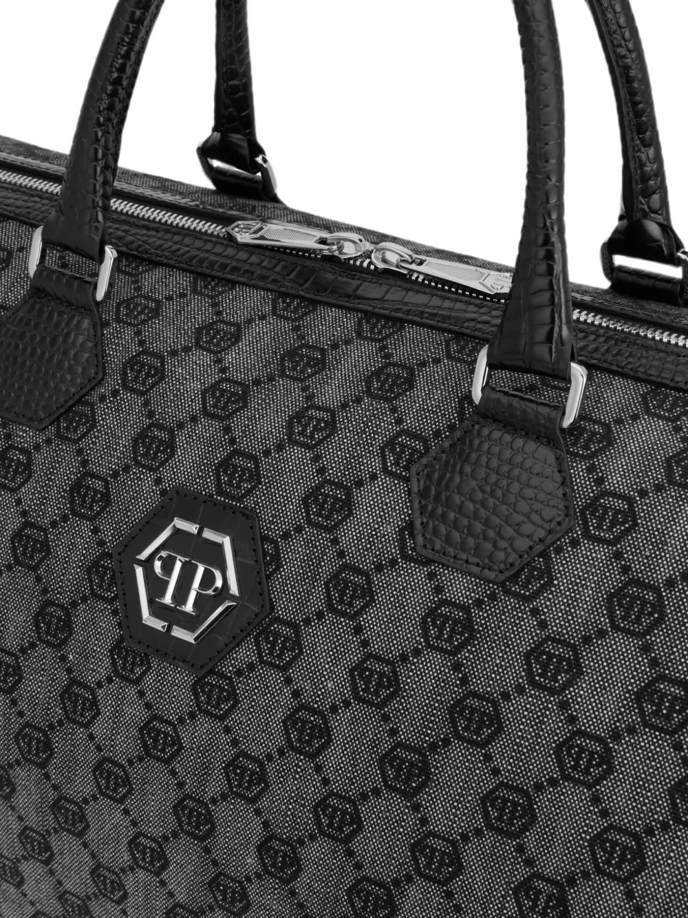Philipp Plein Weekend denim tas met monogram-jacquard Grijs