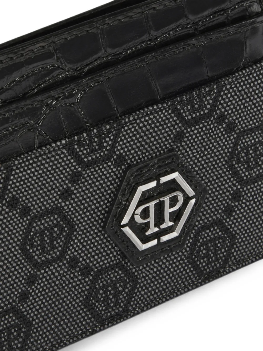 Philipp Plein Denim pasjeshouder met monogram-jacquard Zwart
