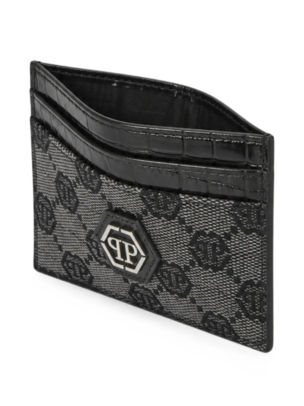 Philipp Plein Denim pasjeshouder met monogram-jacquard Zwart