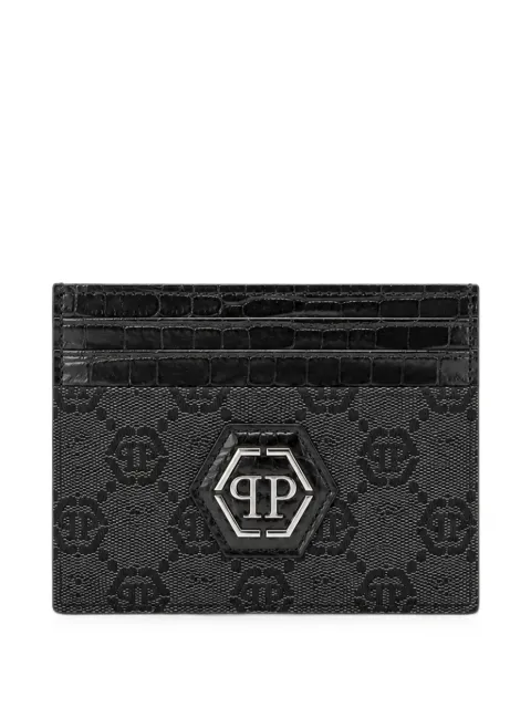 Philipp Plein denim cardholder jacquard monogram