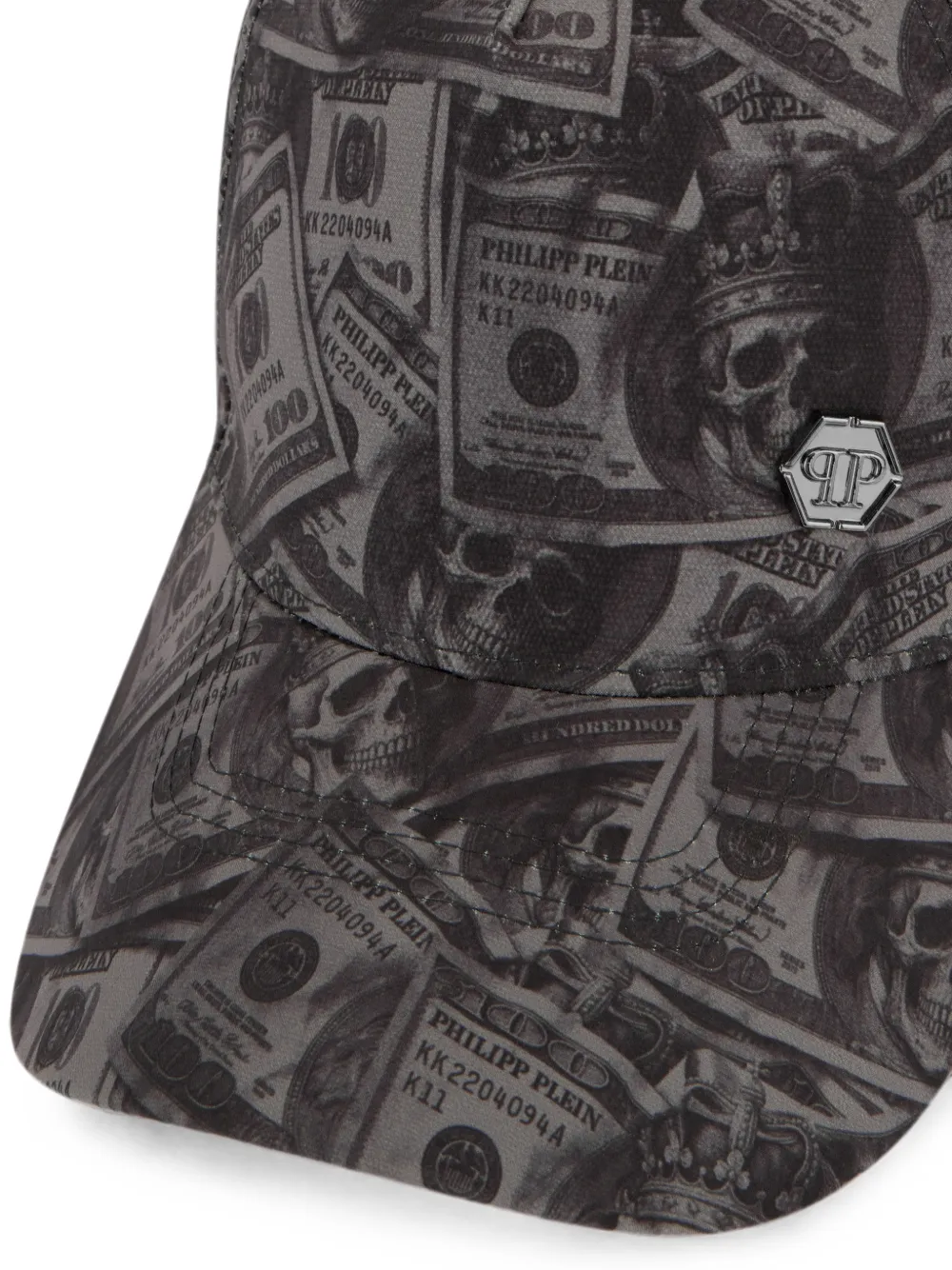Philipp Plein Dollar honkbalpet met patroon Grijs