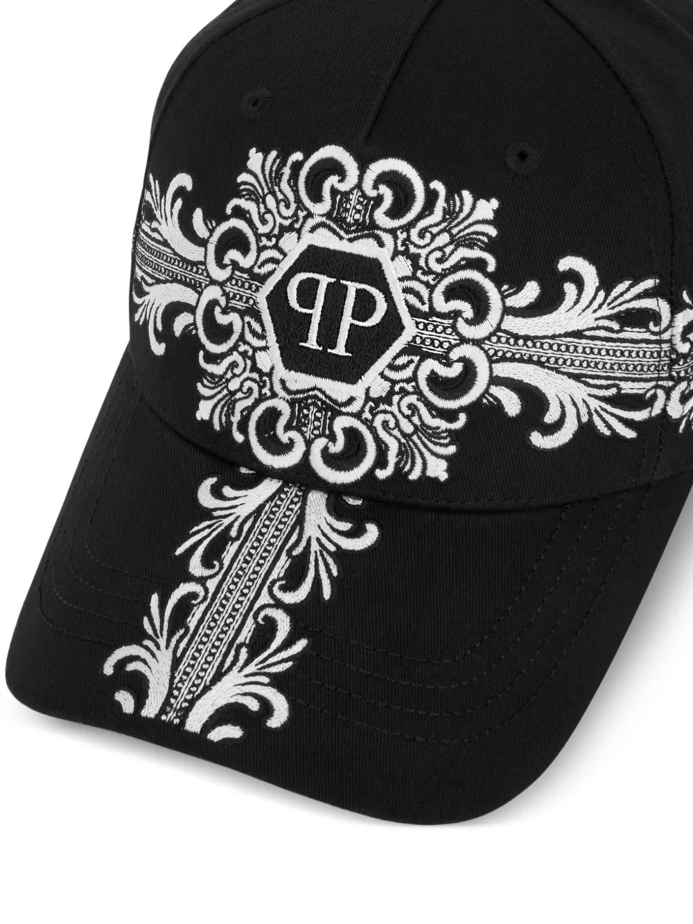 Philipp Plein Honkbalpet met barok montuur Zwart