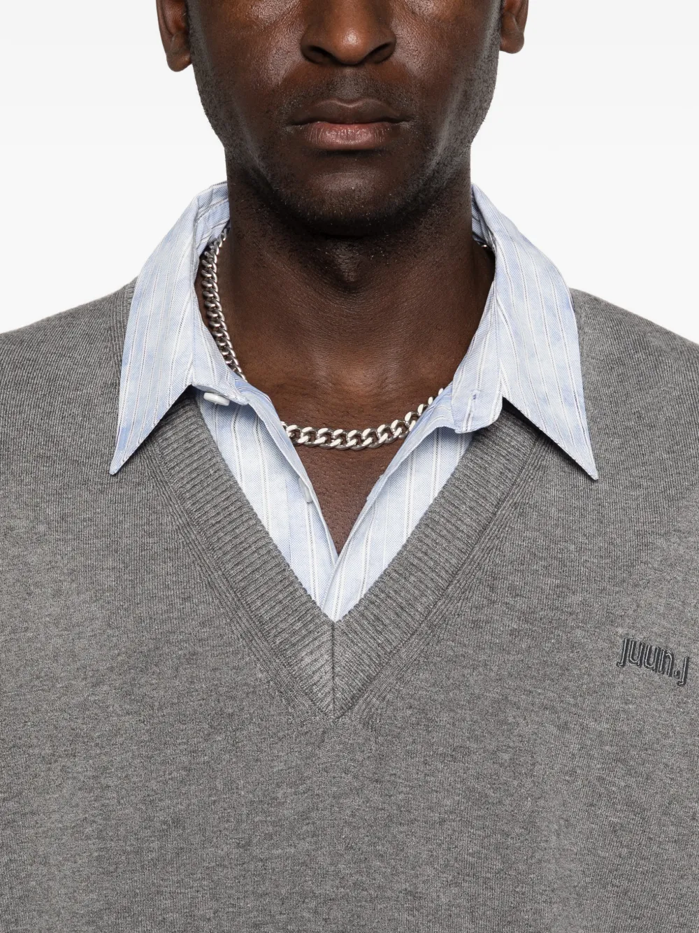 Juun.J Trui met overhemdddetail Grijs