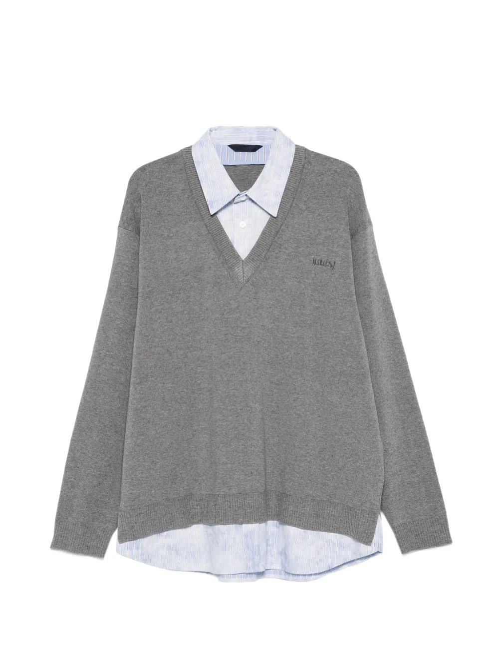 Juun.J shirt-detail sweater - Grigio