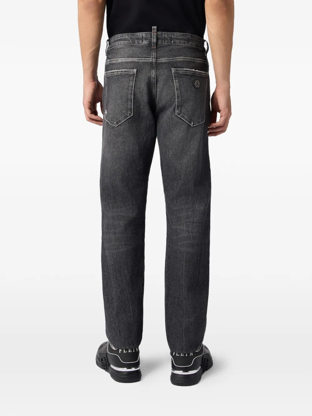 Philipp Plein Straight jeans met contrasterend stiksel Grijs