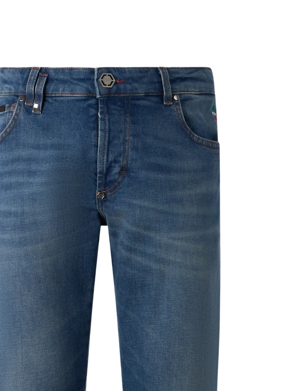 Philipp Plein Jeans met riemlussen en zak Blauw