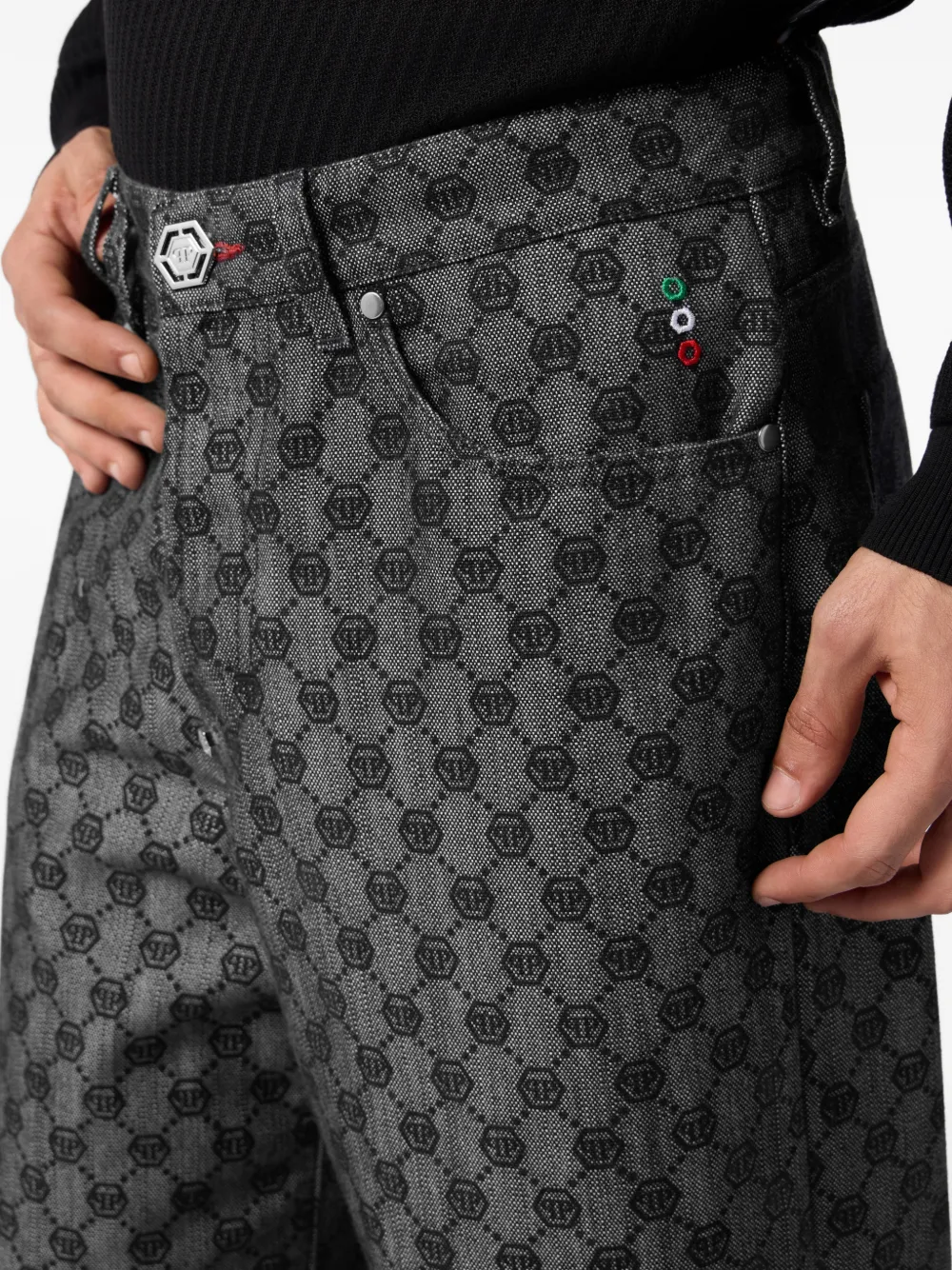 Philipp Plein Jeans met monogramprint Grijs