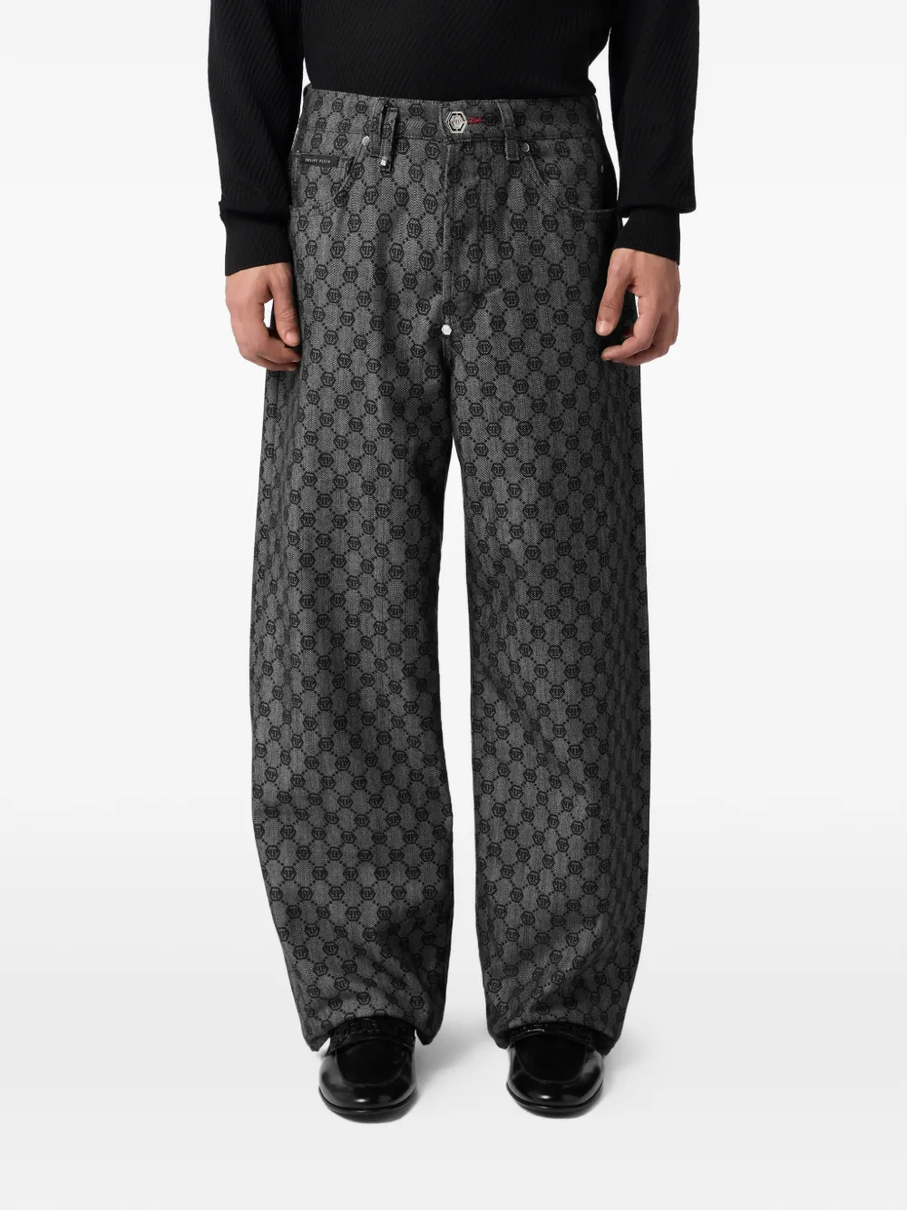 Philipp Plein Jeans met monogramprint Grijs