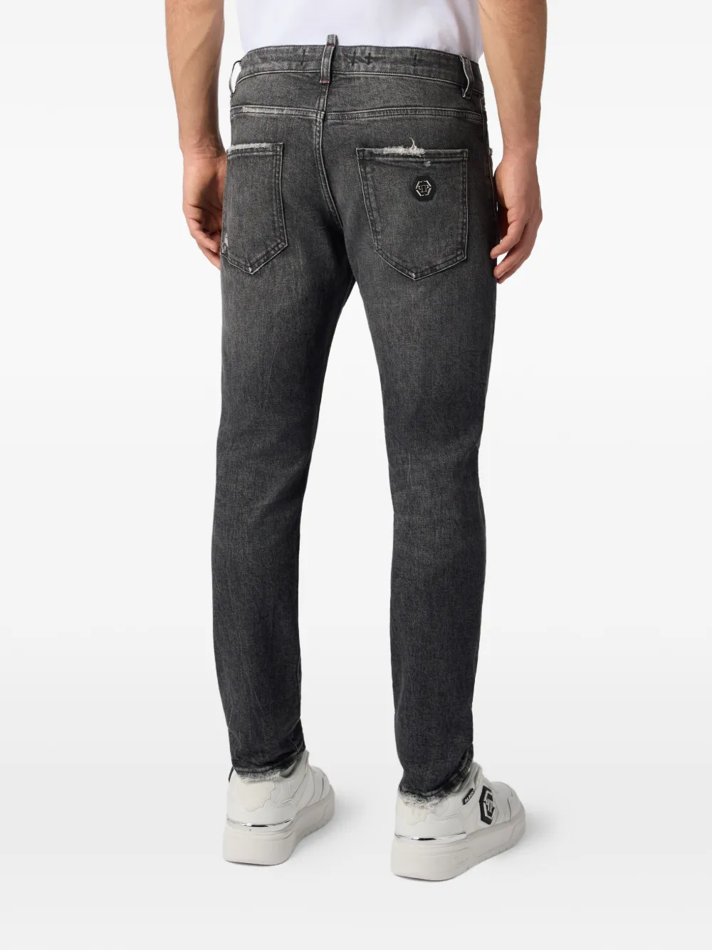 Philipp Plein Gerafelde skinny jeans Grijs