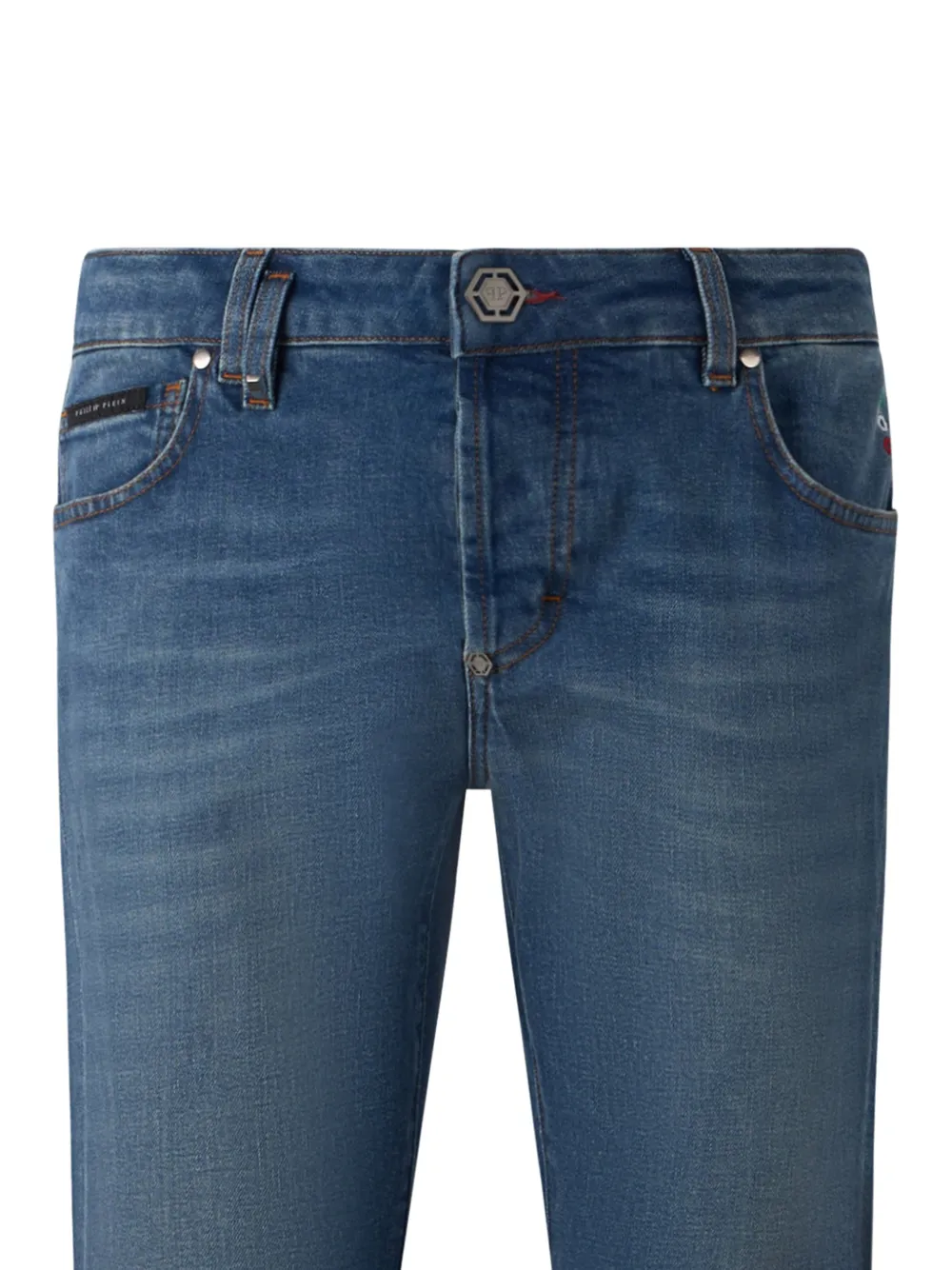 Philipp Plein Jeans met riemlussen en zak Blauw