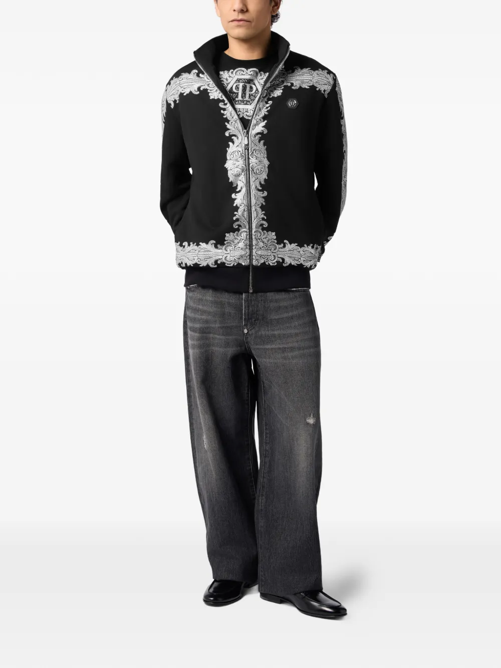 Philipp Plein Trainingsjack met barokprint Zwart