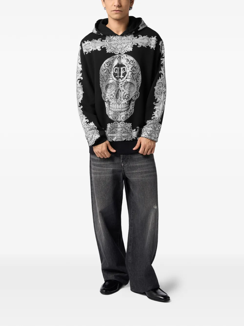 Philipp Plein Hoodie met doodskop Zwart