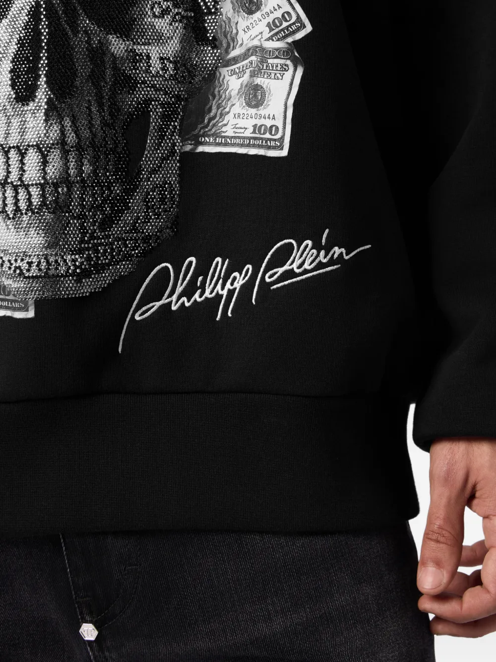 Philipp Plein Hoodie verfraaid met stras Zwart