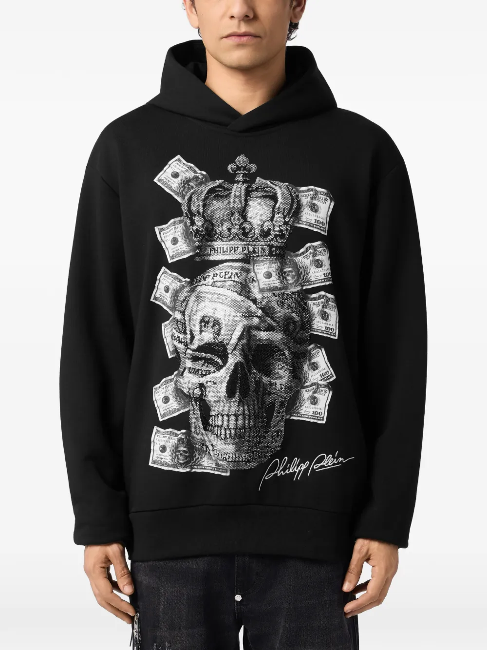 Philipp Plein Hoodie verfraaid met stras Zwart