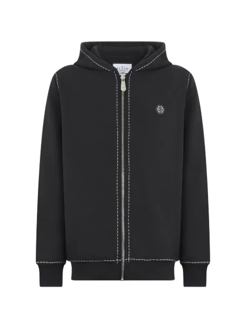 Philipp Plein logo-plaque topstitched hoodie