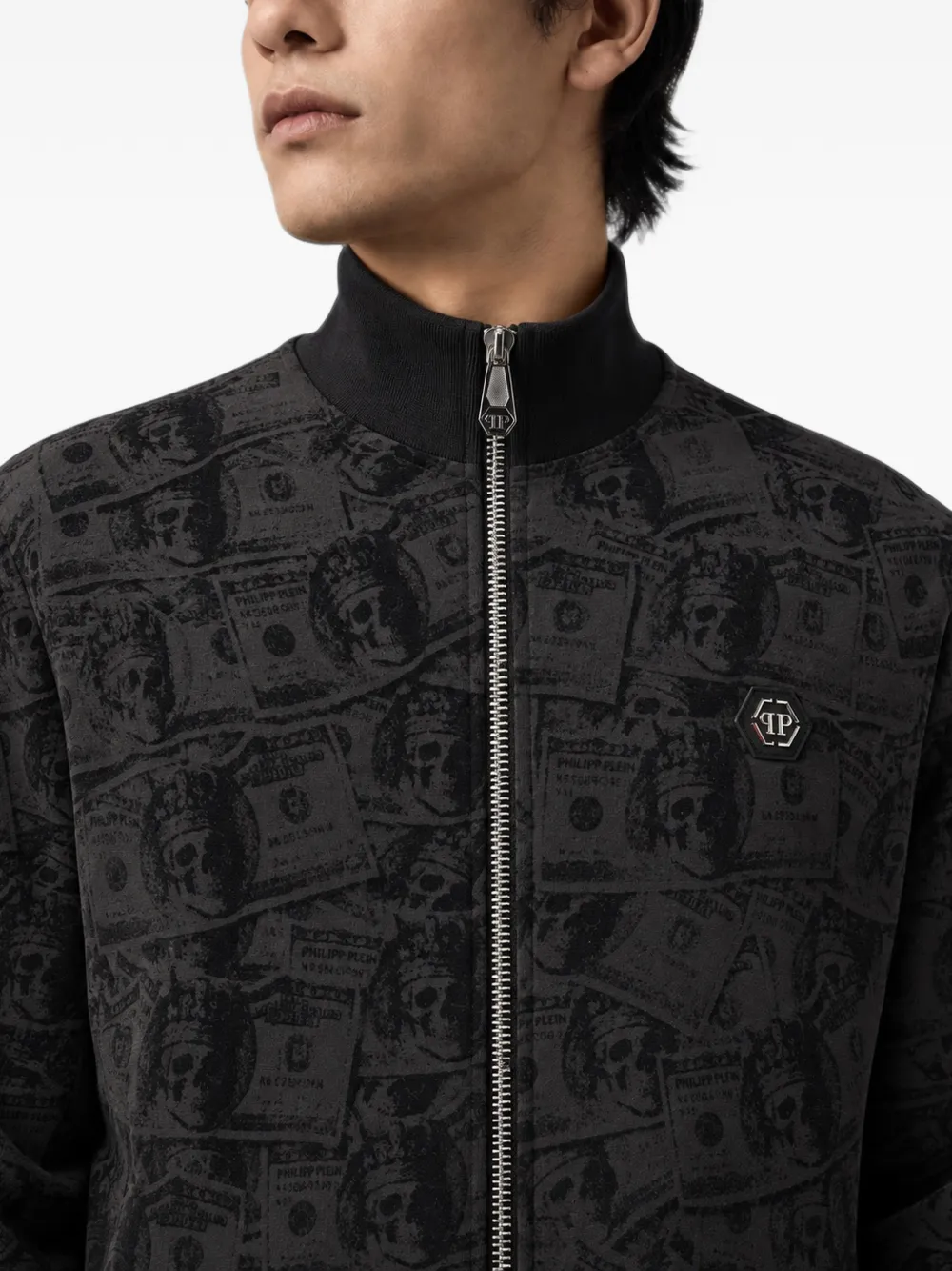 Philipp Plein Trainingsjack met dollar-prin Zwart