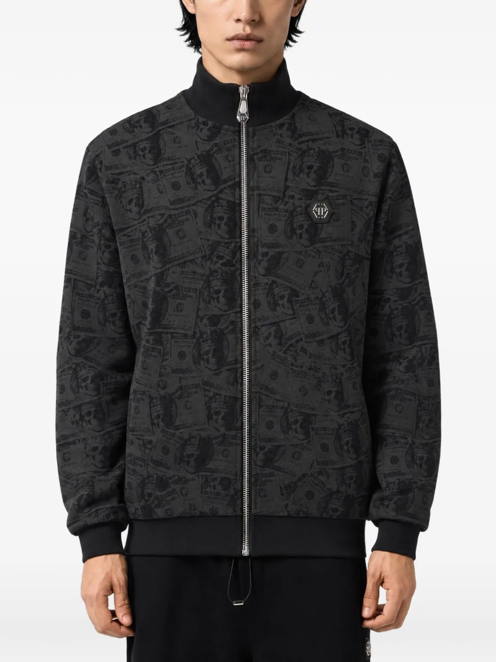 Philipp Plein Trainingsjack met dollar-prin Zwart
