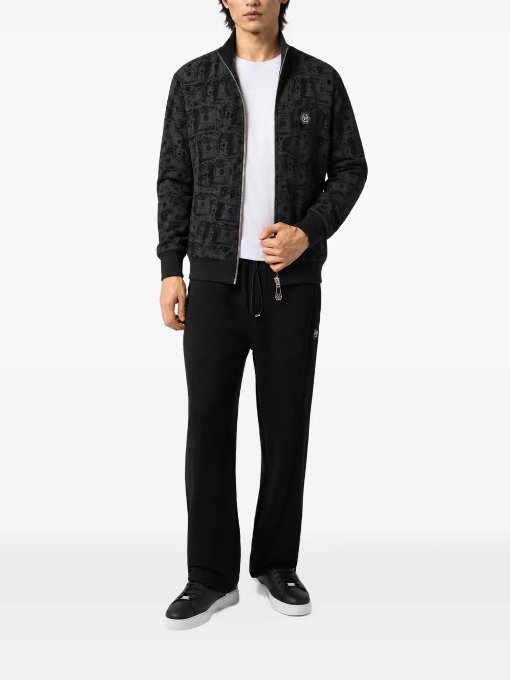 Philipp Plein Trainingsjack met dollar-prin Zwart
